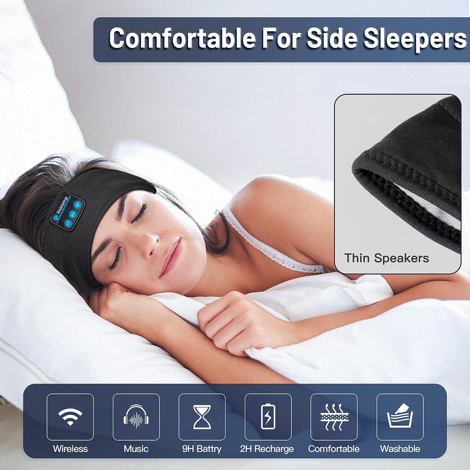 Bluetooth Sports Headband Headphones by  - Ultra-Thin HD Stereo for Workout, Travel, Meditation