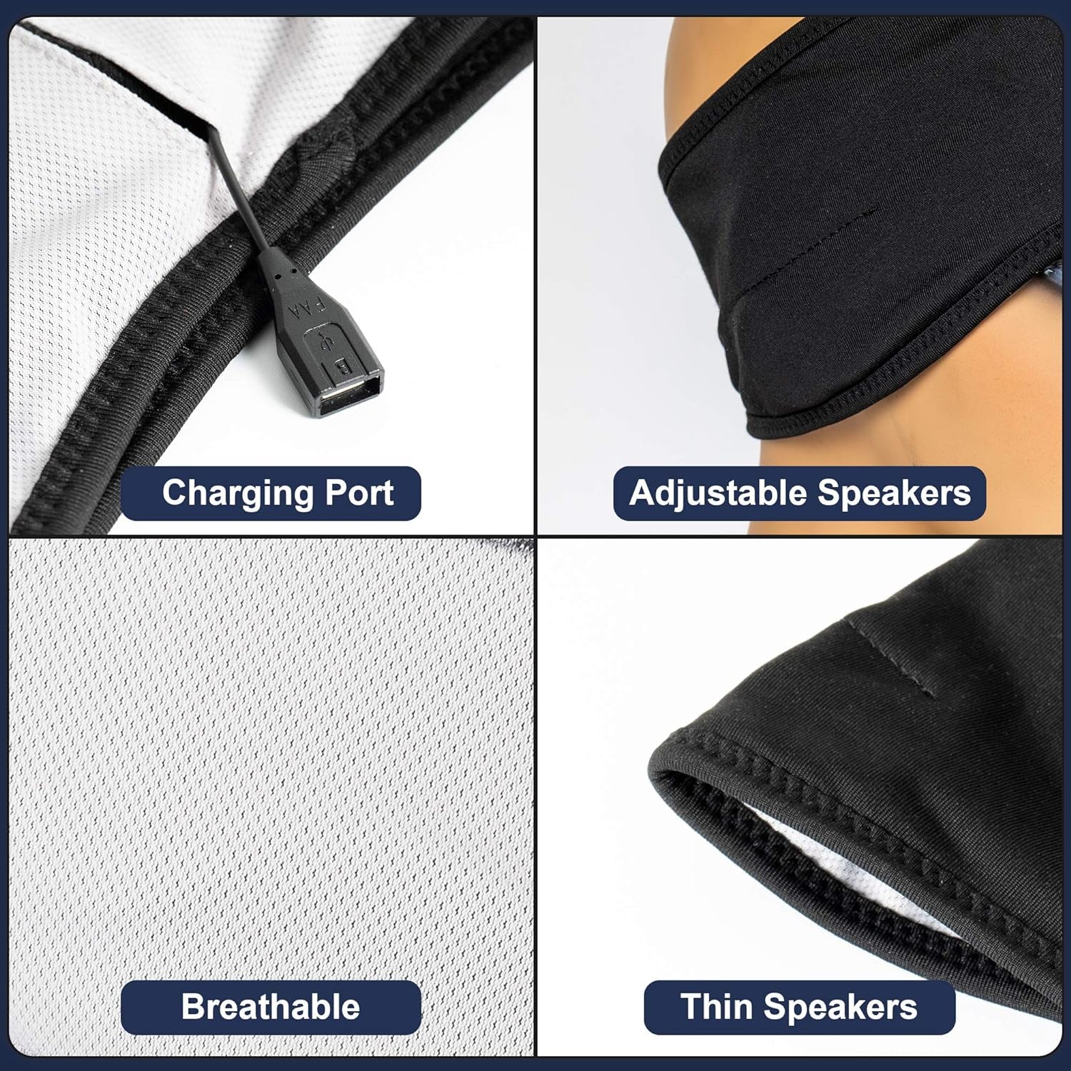 Bluetooth Sports Headband Headphones by  - Ultra-Thin HD Stereo for Workout, Travel, Meditation